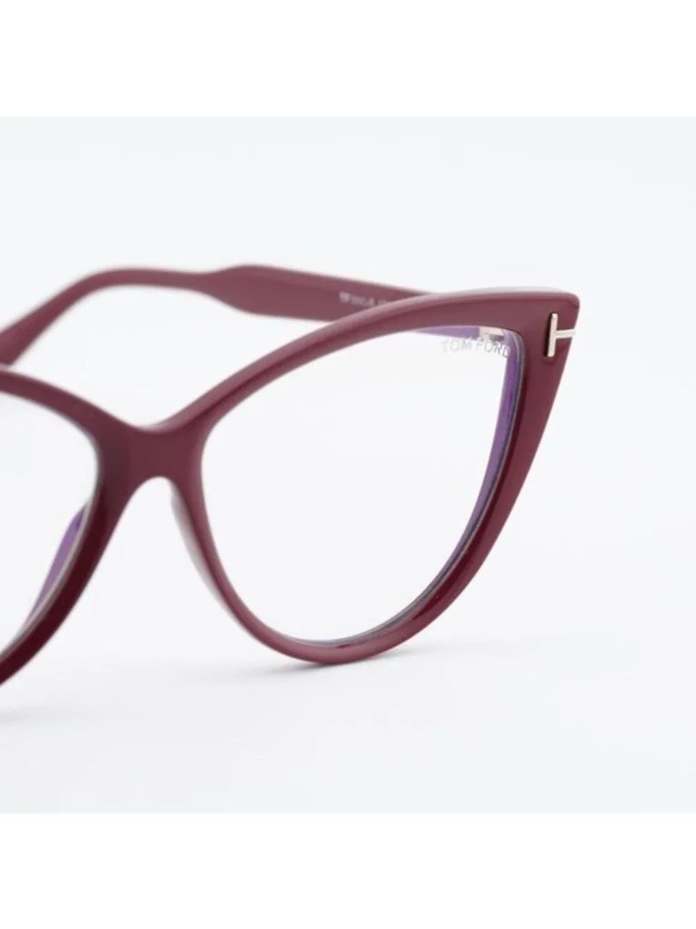 Tom Ford FT5843-B 074 Eyeglasses Bordeaux 56mm Cat Eye Frame, Blue Light Block
